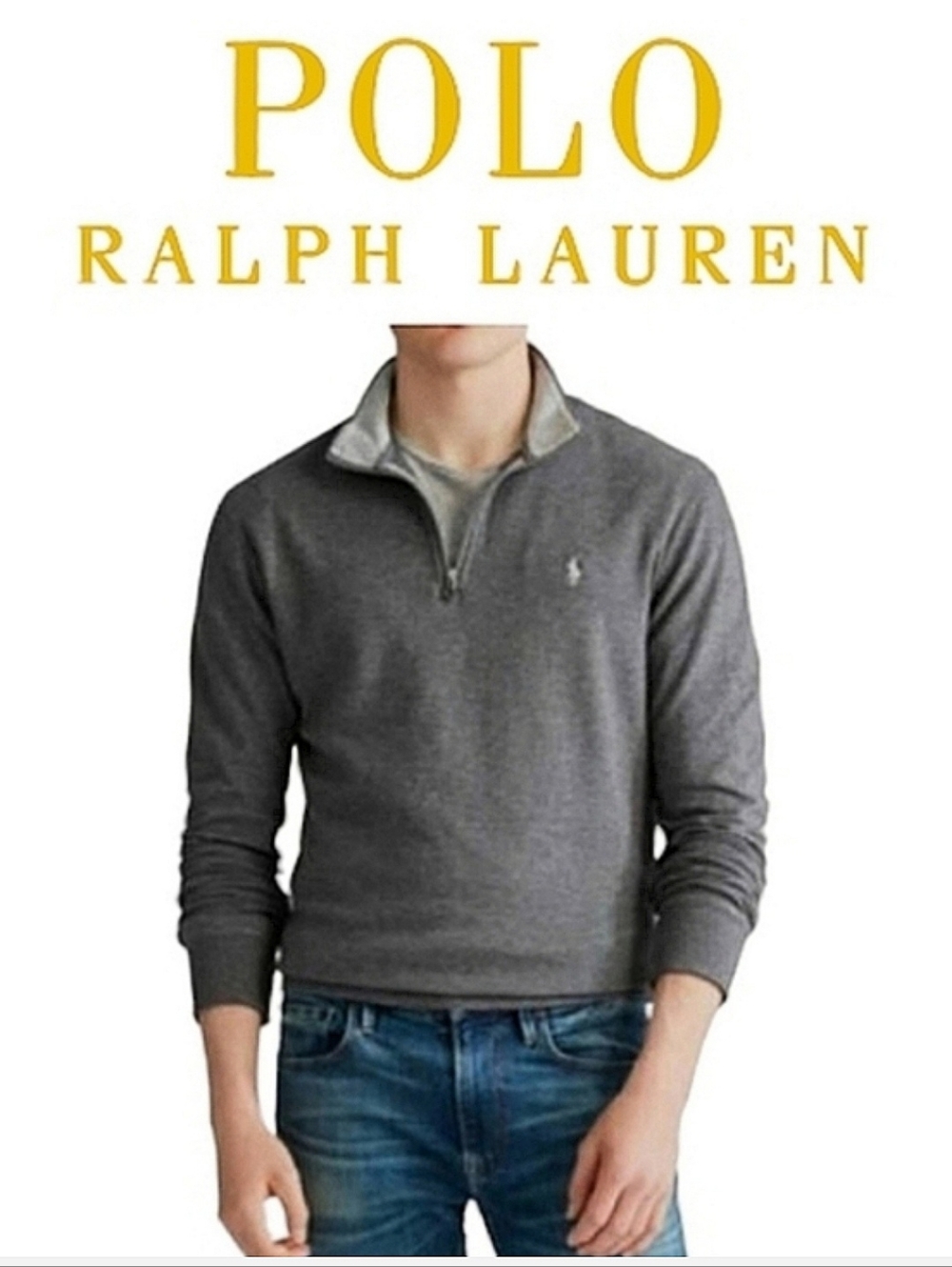Polo Ralph Lauren ¼ Zip Soft Cotton Blend Pullover Top in Heathered Gray XL-XXL